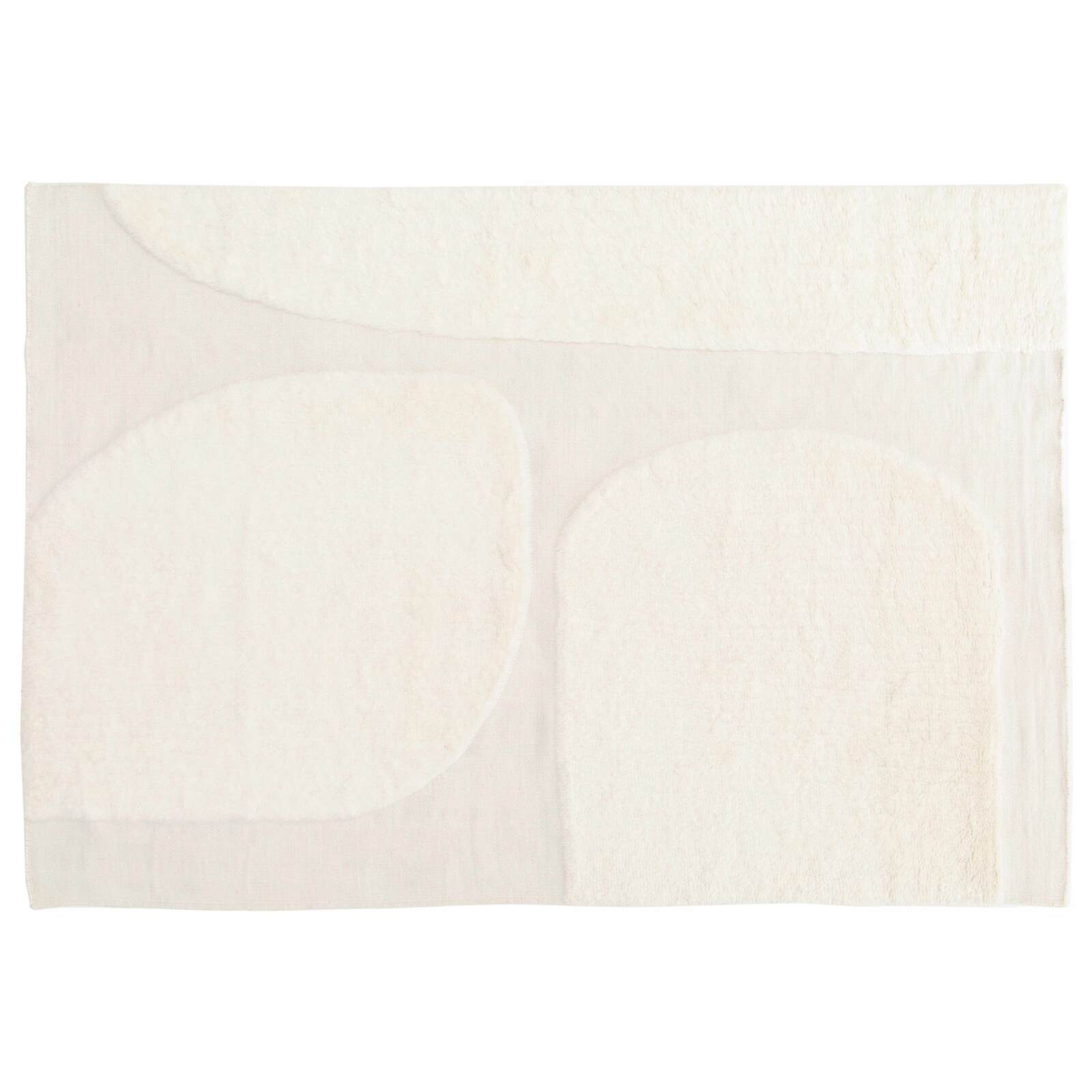 Rechteckiger Wollteppich mit handgewebtem Muster und kurzem Flor 