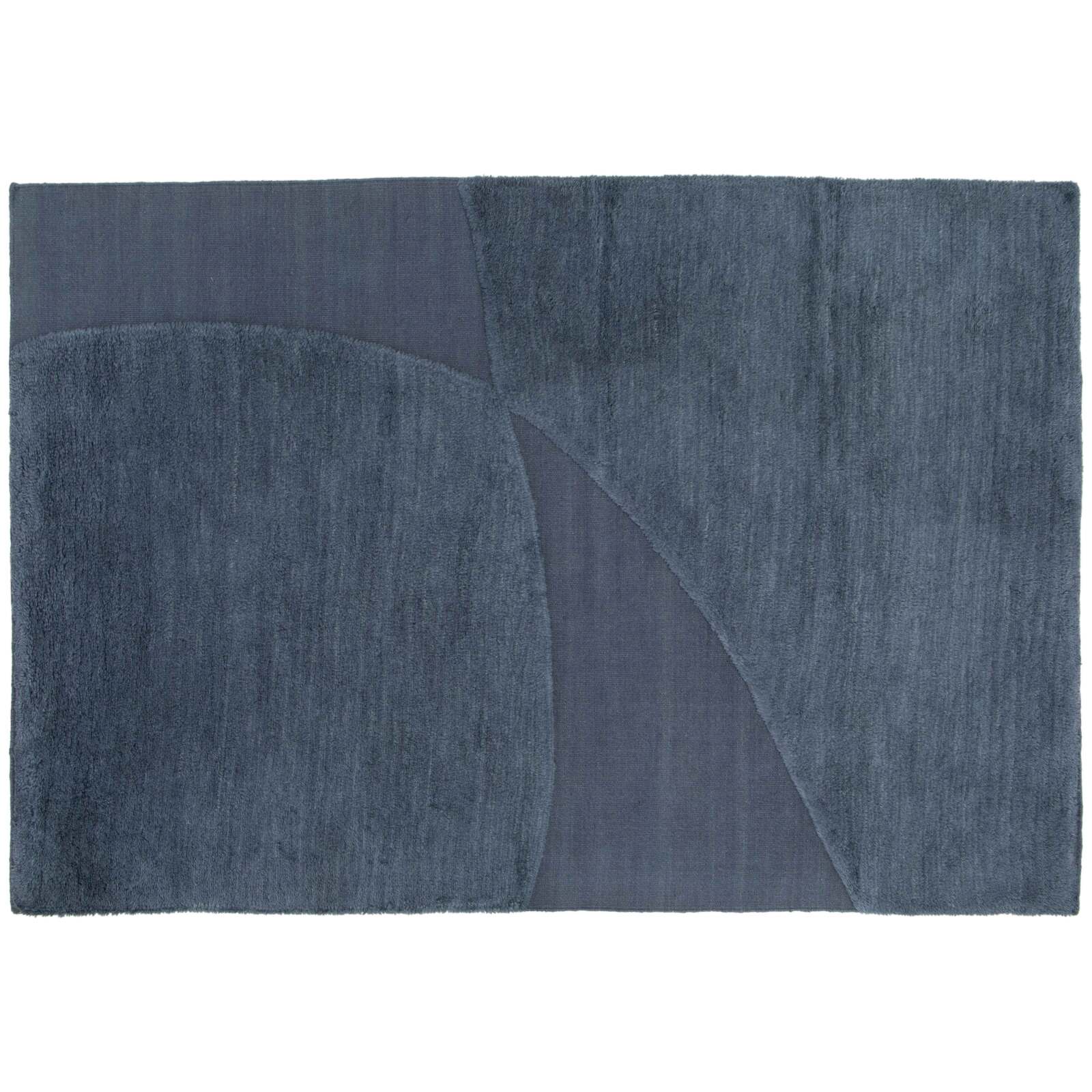 Rechteckiger Wollteppich mit handgewebtem Muster und kurzem Flor 