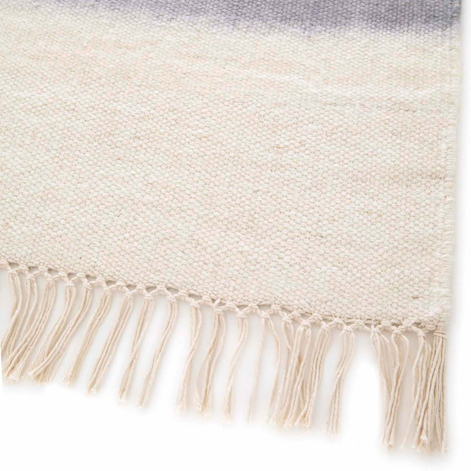 Rechteckiger flacher gewebter Wollteppich mit kurzem Flor 