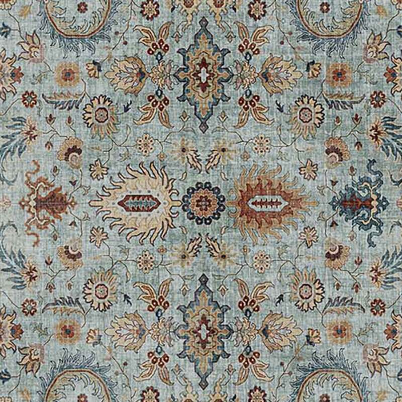 Rechteckiger Chenille-Teppich mit antikem Muster und kurzem Flor 