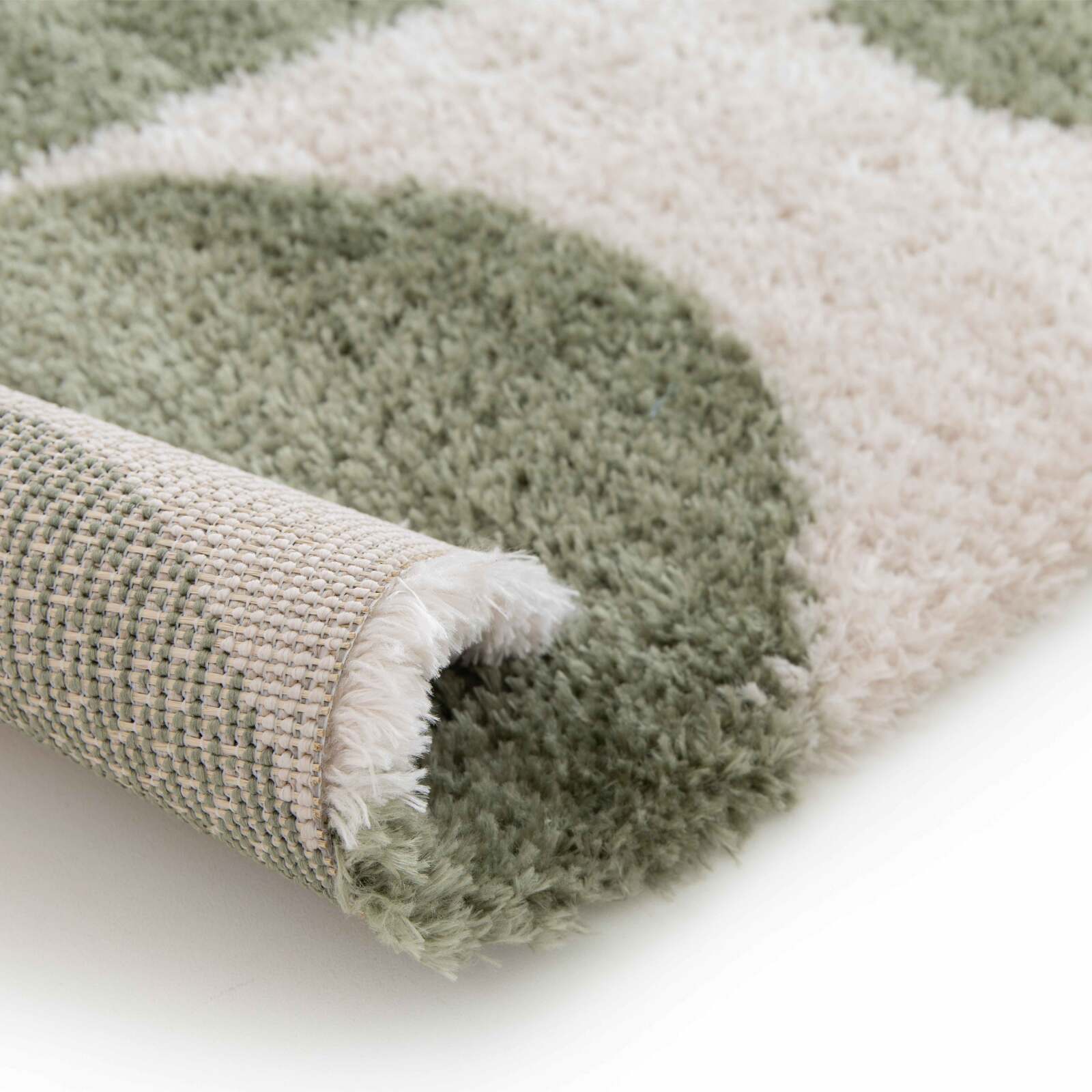 Rechteckiger Teppich im Seventies-Muster mit langem Flor aus recyceltem Polyester 