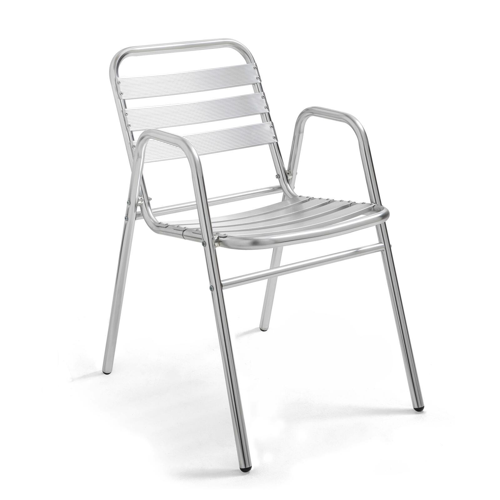 Set von 4 Gartenstühlen mit Armlehnen aus Aluminium  Set von 4 Gartenstühlen mit Armlehnen aus Aluminium