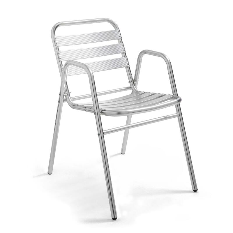 Set von 4 Gartenstühlen mit Armlehnen aus Aluminium