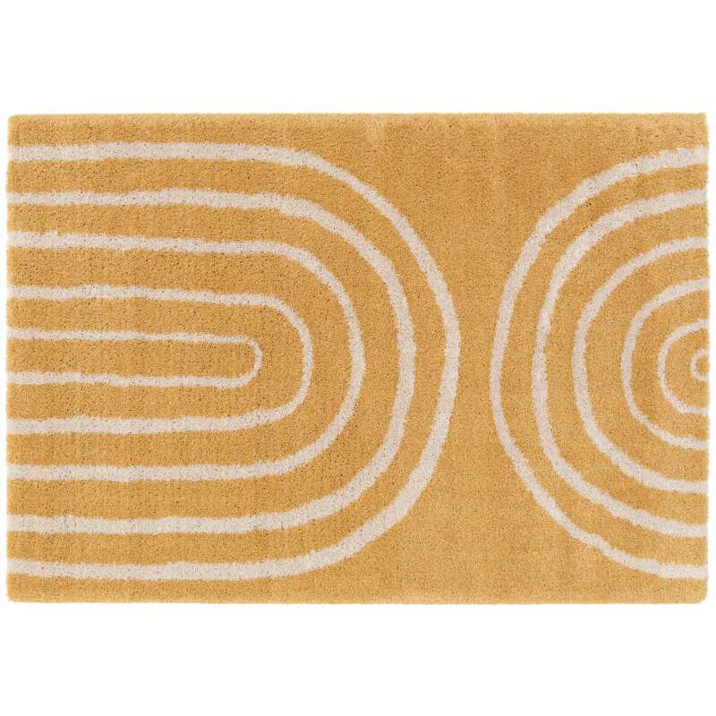 Rechteckiger Teppich mit Regenbogenmuster und langen Haaren 