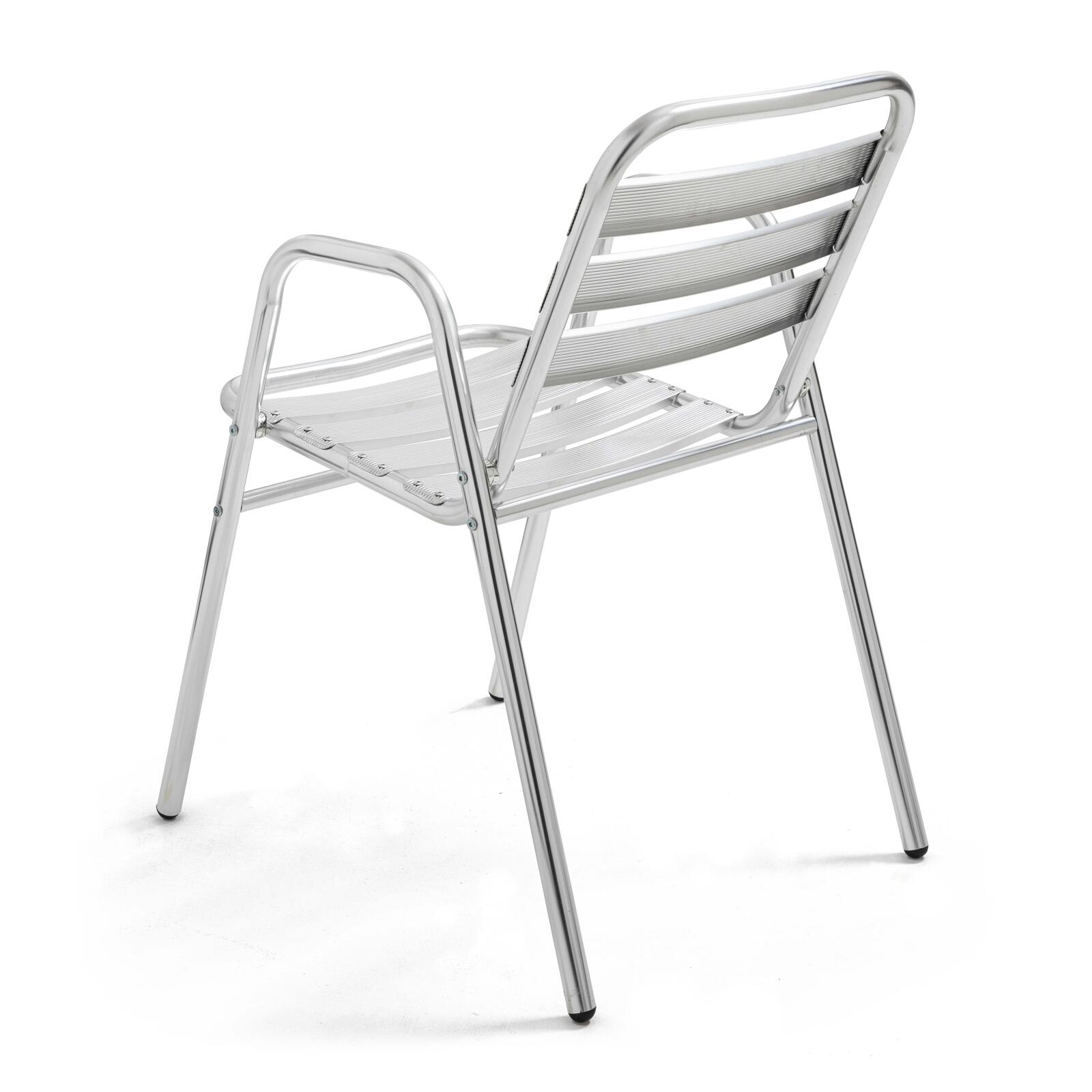 Set von 4 Gartenstühlen mit Armlehnen aus Aluminium  Set von 4 Gartenstühlen mit Armlehnen aus Aluminium
