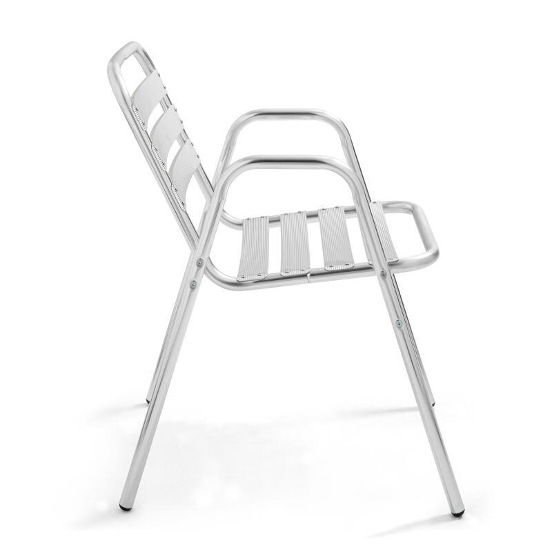 Set von 4 Gartenstühlen mit Armlehnen aus Aluminium