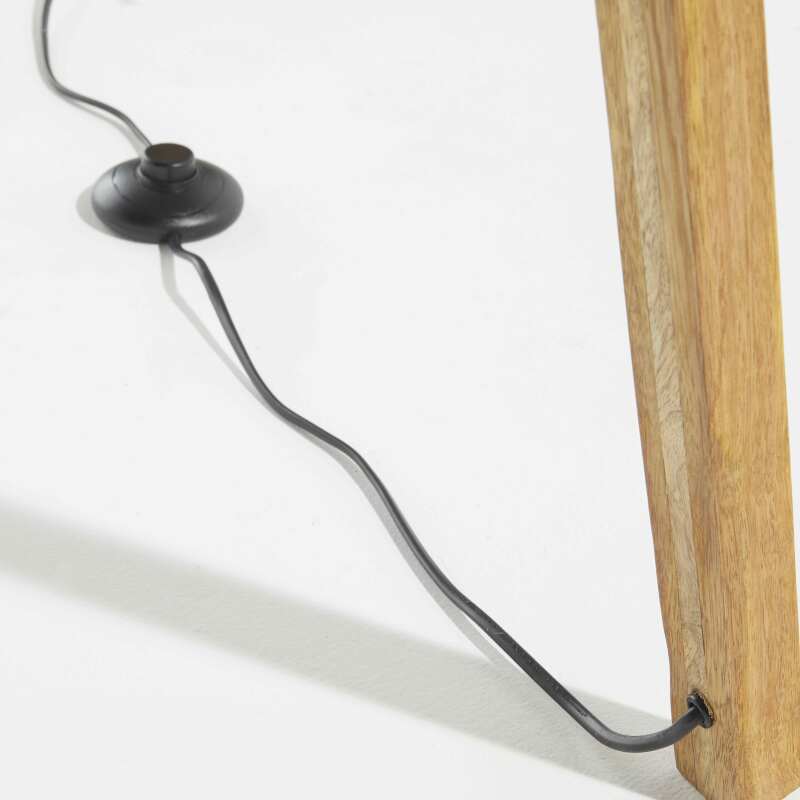 Stehlampe aus massivem Mangoholz und Rattan 