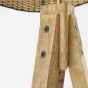 Stehlampe aus massivem Mangoholz und Rattan 
