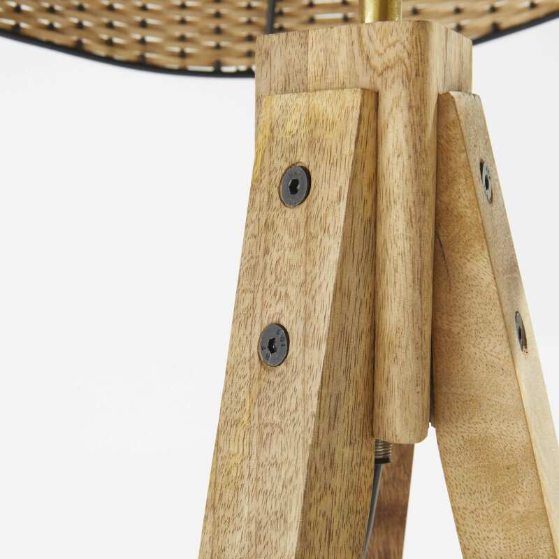 Stehlampe aus massivem Mangoholz und Rattan 