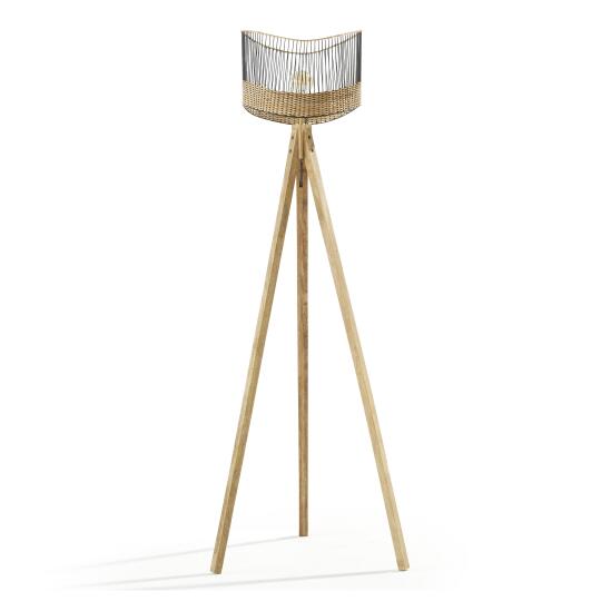 Stehleuchte aus massivem Mangoholz weichgespülte Beleuchtung | Oviala