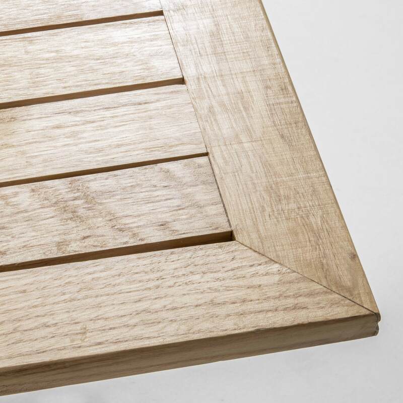 Quadratischer Terrassentisch 70 x 70 cm aus Holz + 4 Stühle aus Aluminium