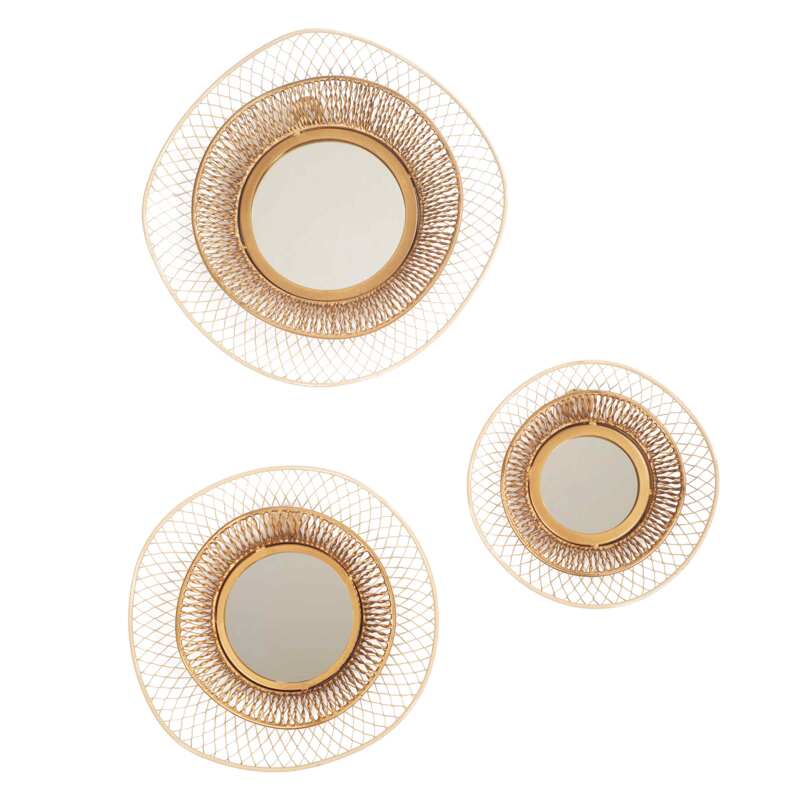 Set aus 3 organisch geformten Metallspiegeln 