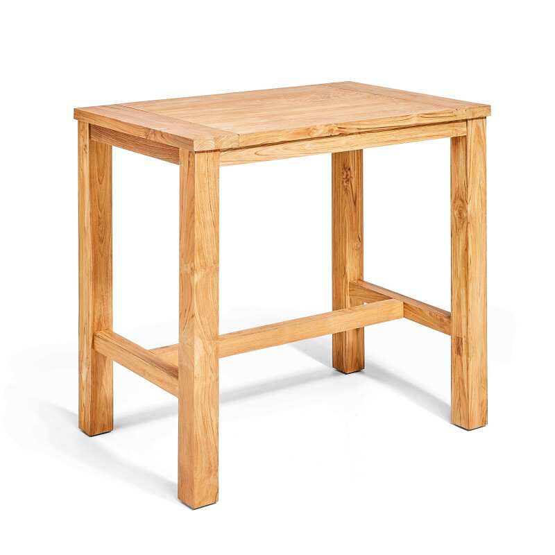 Hoher Esstisch aus massivem recyceltem Teakholz