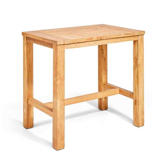 Hoher Esstisch aus massivem recyceltem Teakholz