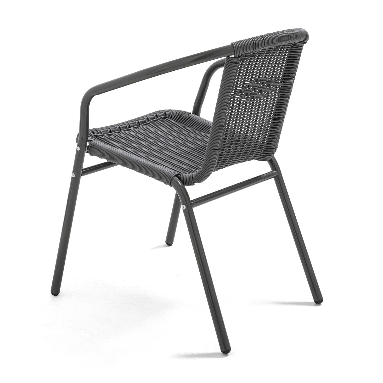 Set von 4 Gartenstühlen mit Armlehnen aus Aluminium und Harz 