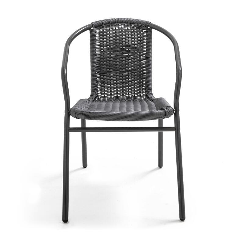 Set von 4 Gartenstühlen mit Armlehnen aus Aluminium und Harz