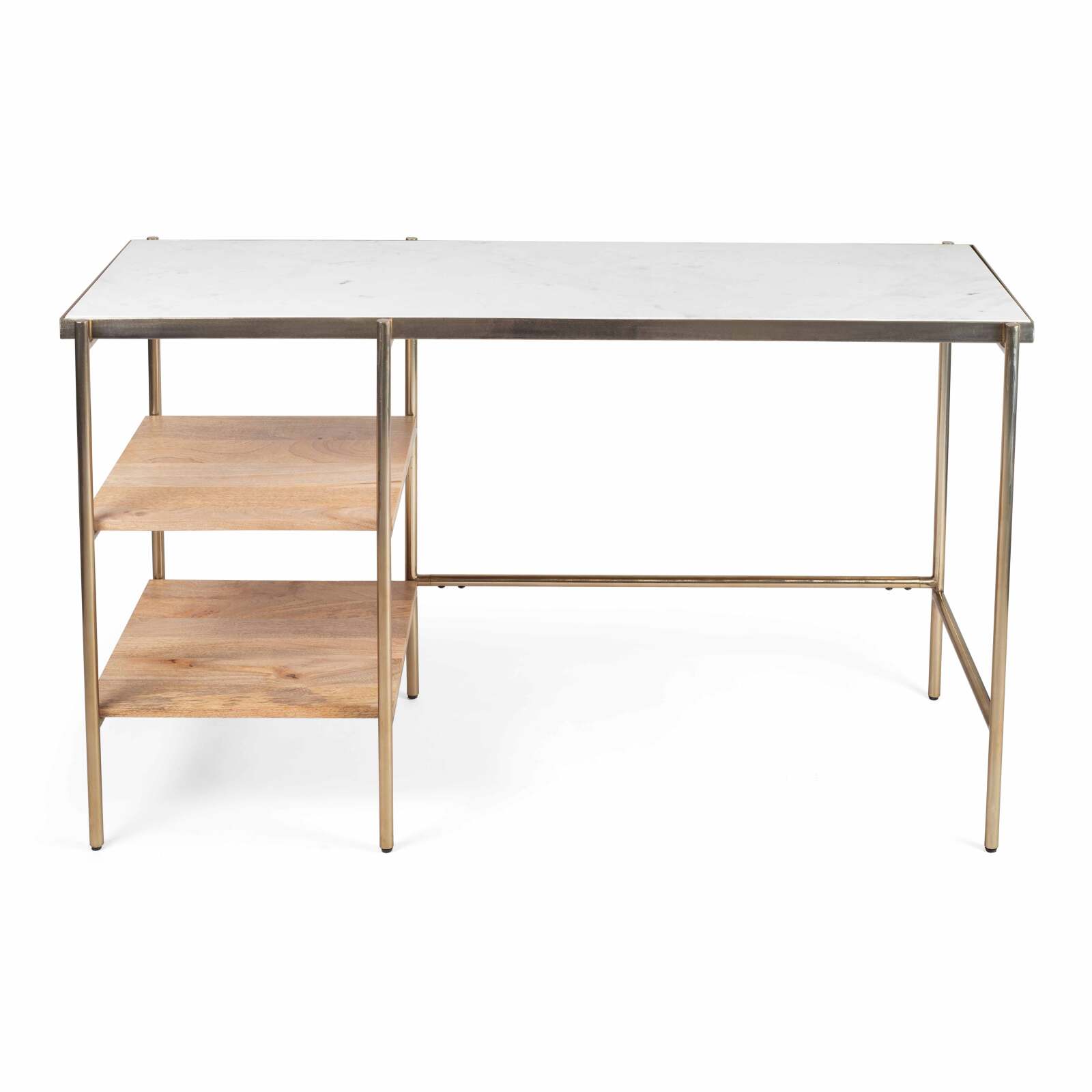 Schreibtisch mit Marmorregalen und Mangoholz