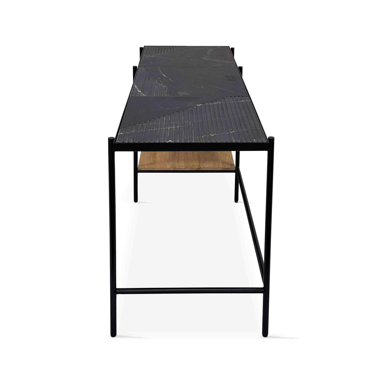 Schreibtisch mit Marmorregalen und Mangoholz