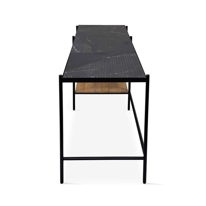 Schreibtisch mit Marmorregalen und Mangoholz