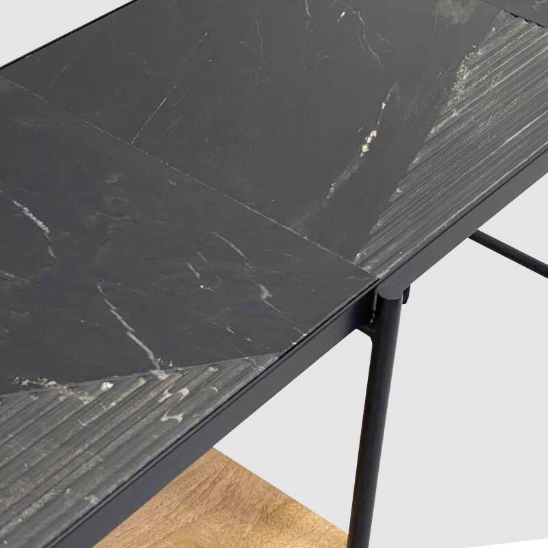 Schreibtisch mit Marmorregalen und Mangoholz