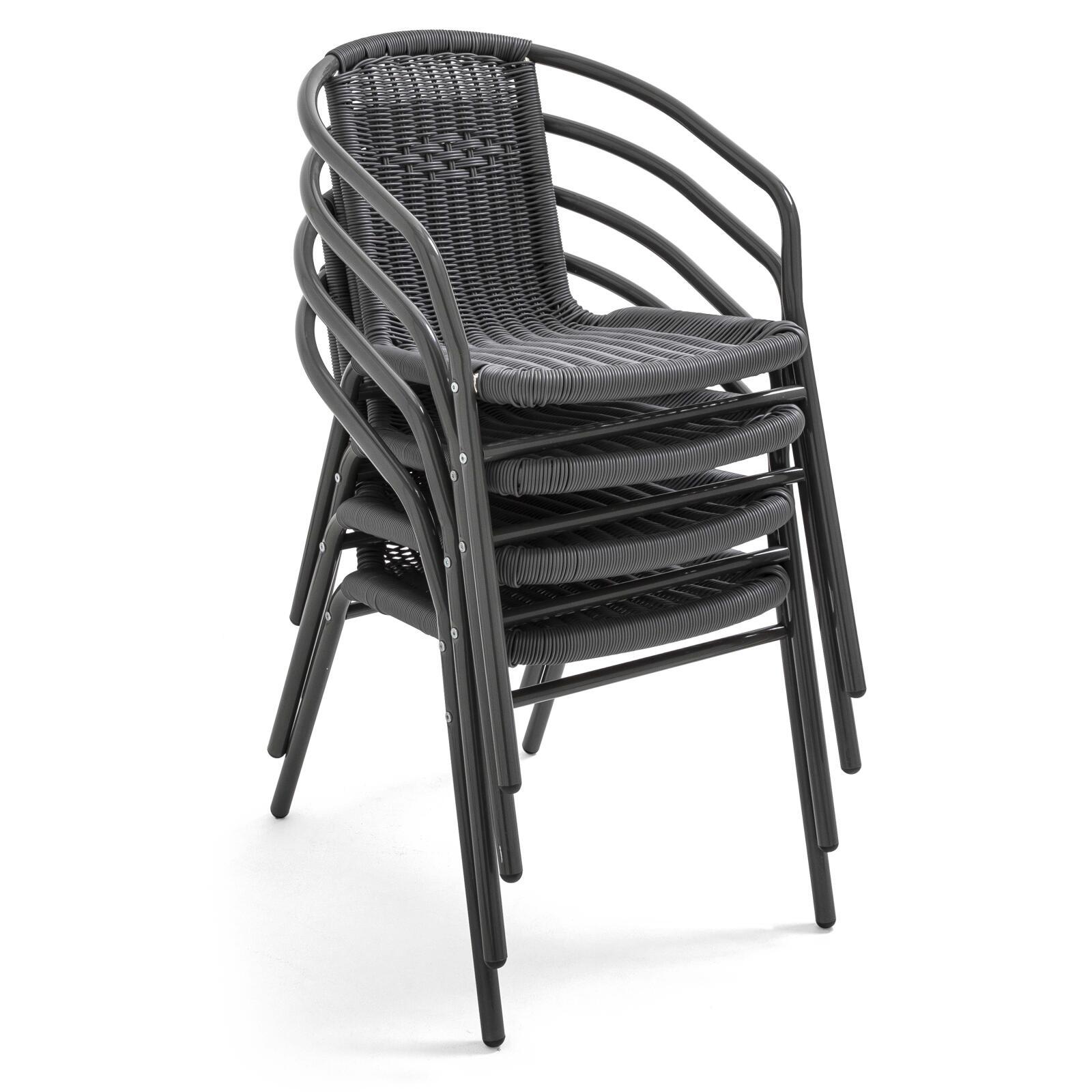 Set von 4 Gartenstühlen mit Armlehnen aus Aluminium und Harz 