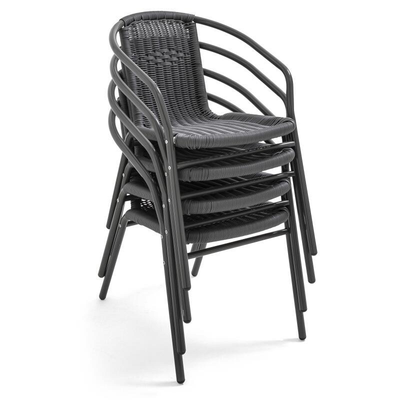 Set von 4 Gartenstühlen mit Armlehnen aus Aluminium und Harz