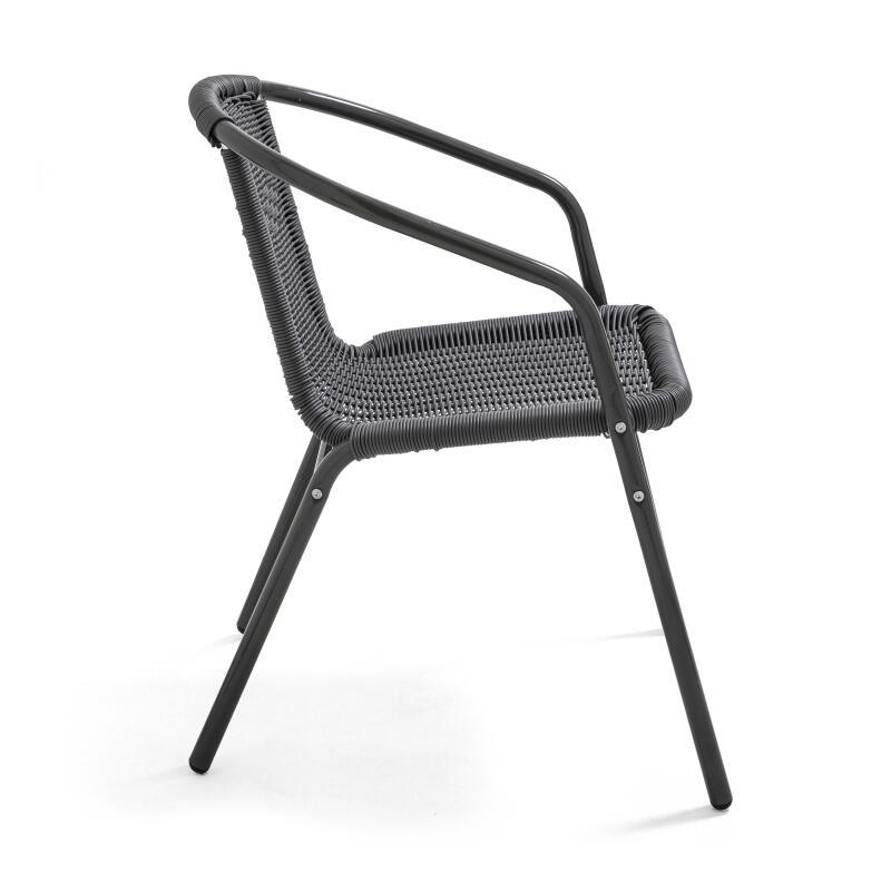 Set von 4 Gartenstühlen mit Armlehnen aus Aluminium und Harz