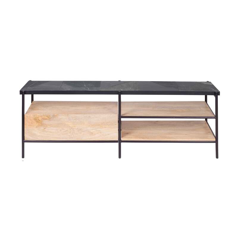 TV-Möbel aus massivem Mangoholz und Marmor, 150 cm lang 