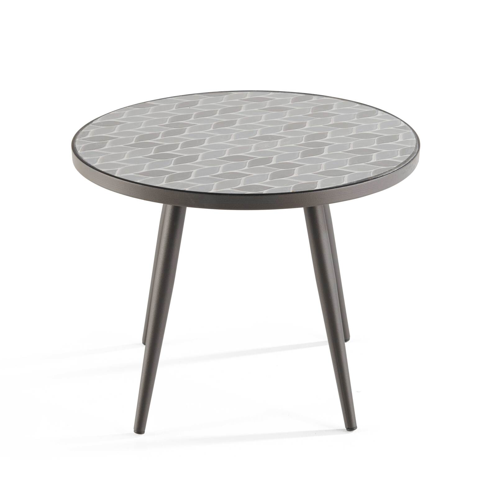 Runder Couchtisch mit PALM-Muster aus Keramik  Runder Couchtisch mit PALM-Muster aus Keramik