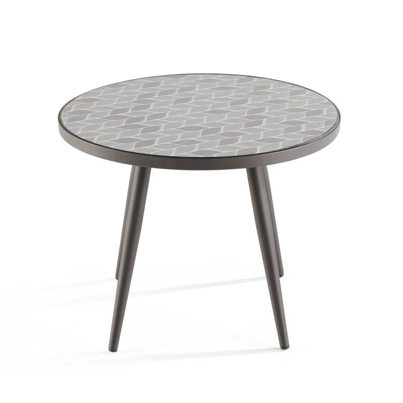 Runder Couchtisch mit PALM-Muster aus Keramik