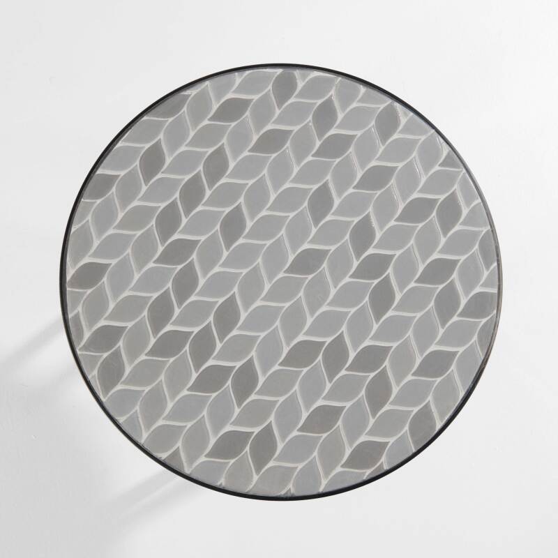 Runder Couchtisch mit PALM-Muster aus Keramik