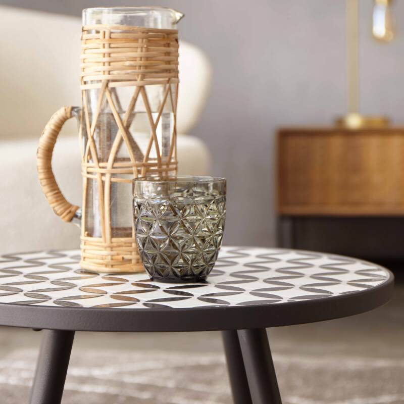 Runder Couchtisch mit MOSAIK-Muster aus Keramik