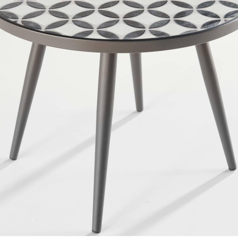 Runder Couchtisch mit MOSAIK-Muster aus Keramik 