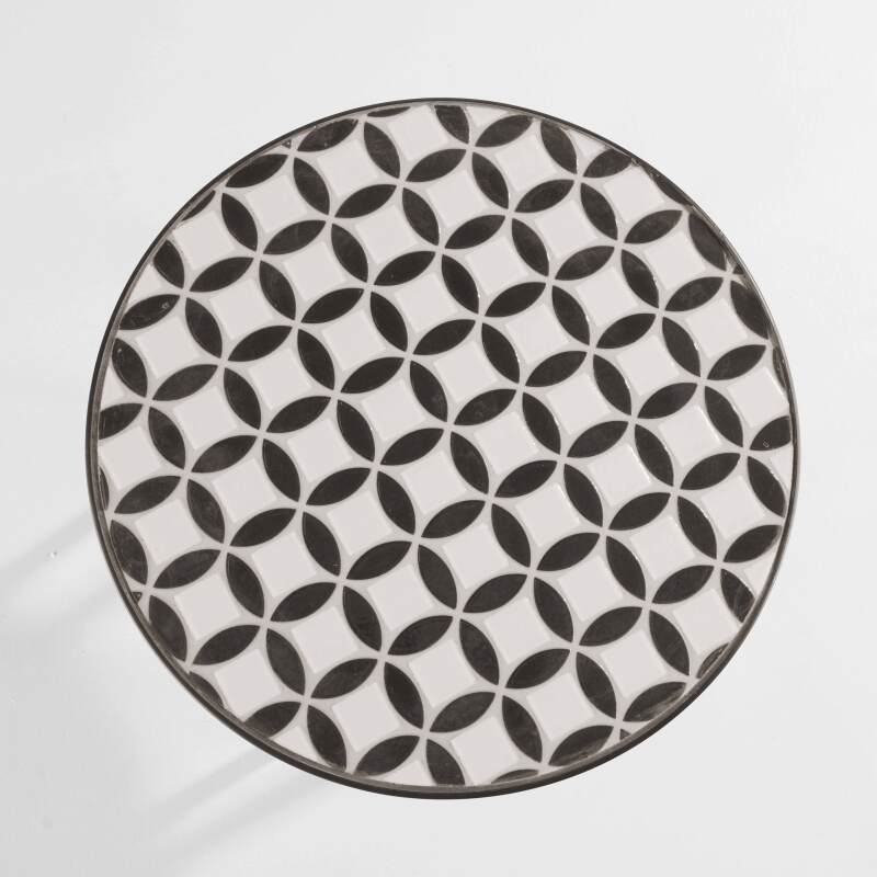 Runder Couchtisch mit MOSAIK-Muster aus Keramik 