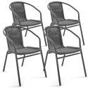 Set von 4 Gartenstühlen mit Armlehnen aus Aluminium und Harz