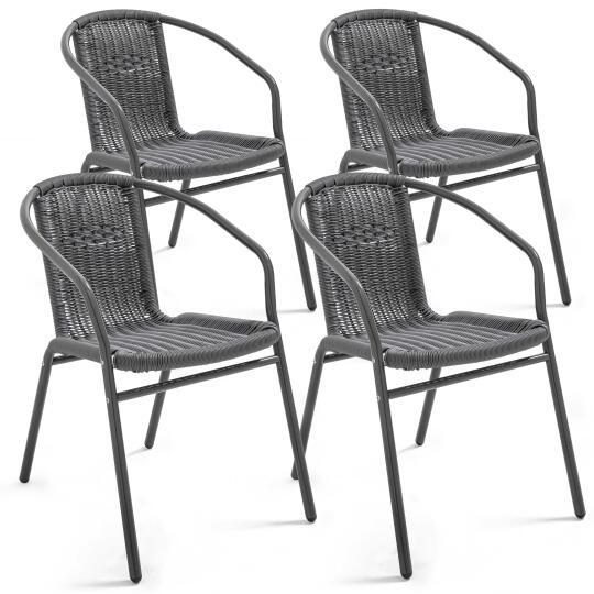 Set von 4 Gartenstühlen mit Armlehnen aus Aluminium und Harz