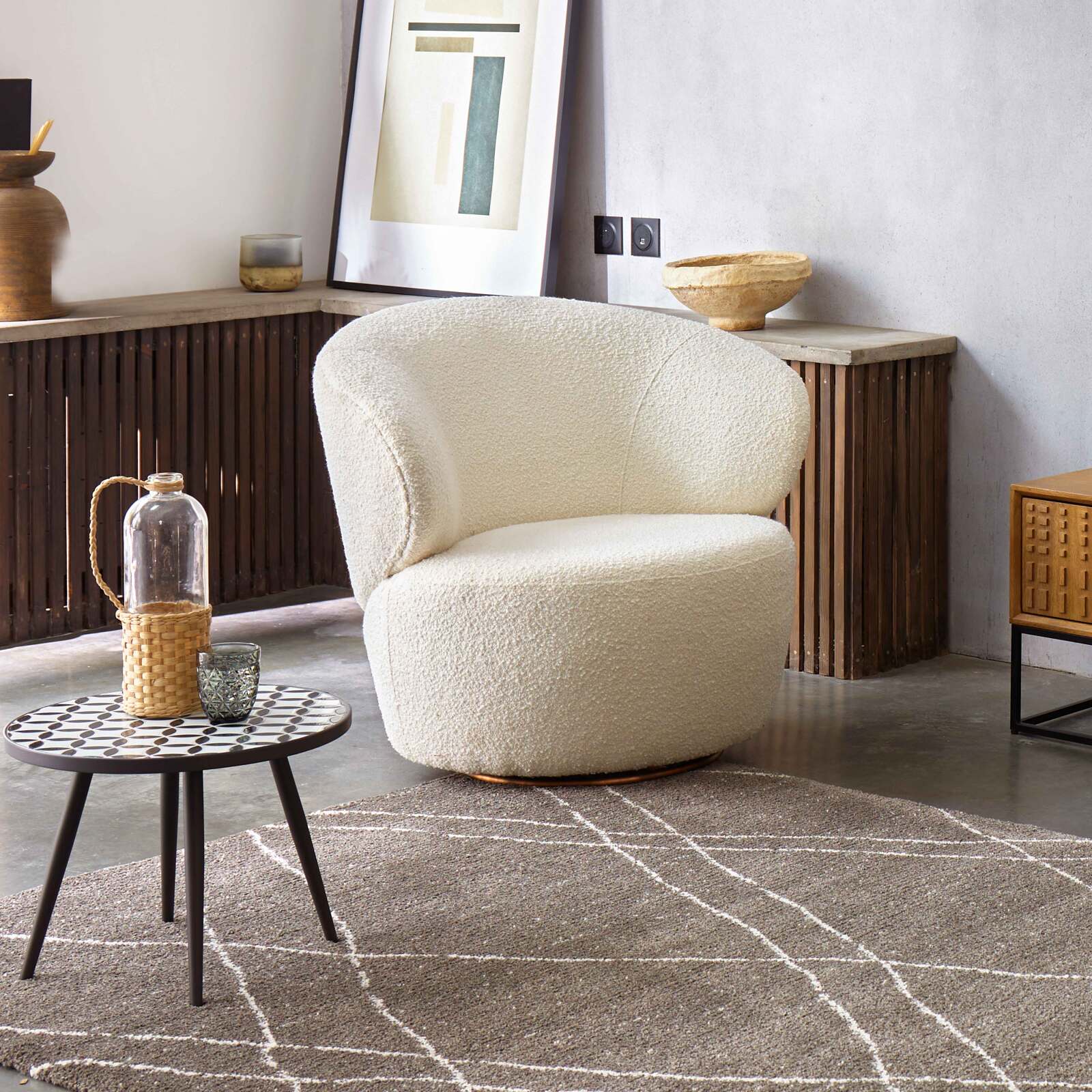 Runder Couchtisch mit MOSAIK-Muster aus Keramik 