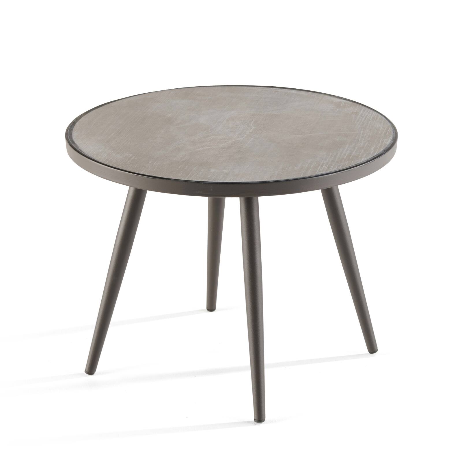 Runder Couchtisch mit Beton-Effekt-Platte 