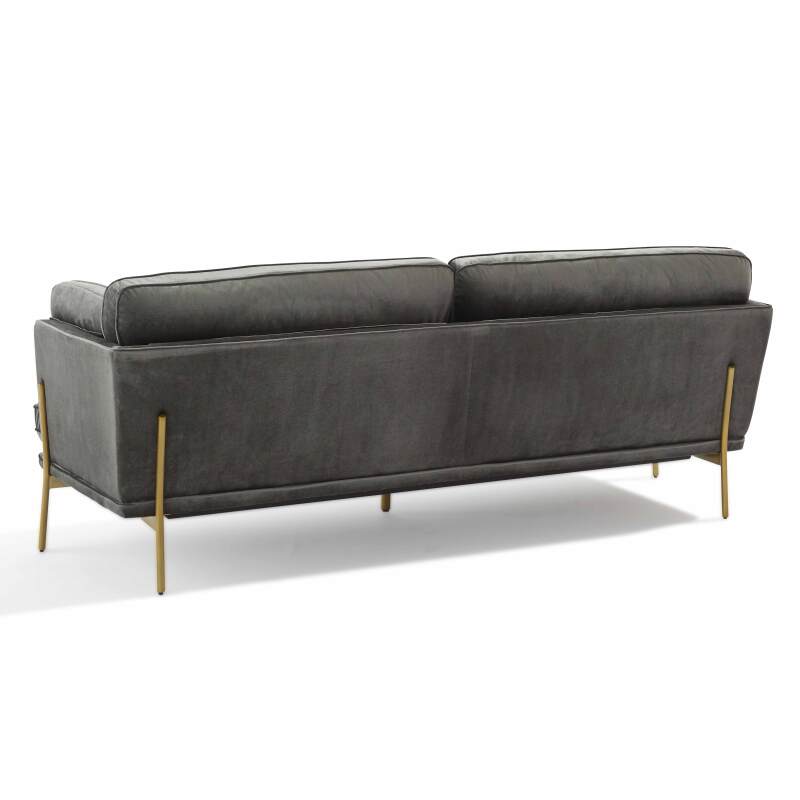 Dreisitzer-Sofa aus Samt und FSC®-Holz mit Messingfüßen