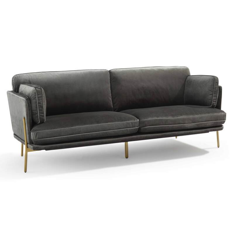 Dreisitzer-Sofa aus Samt und FSC®-Holz mit Messingfüßen 