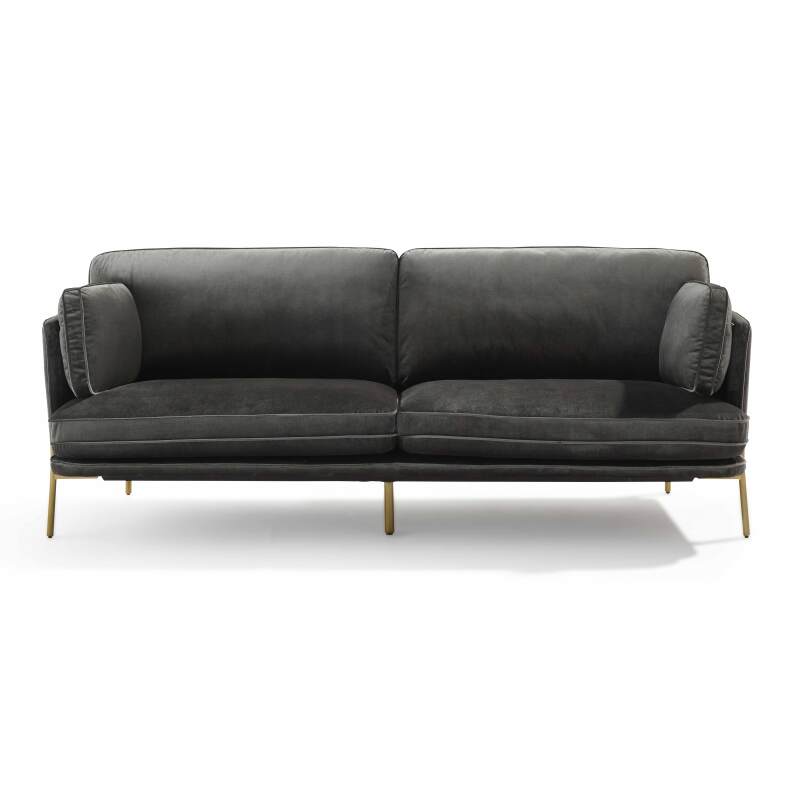 Dreisitzer-Sofa aus Samt und FSC®-Holz mit Messingfüßen