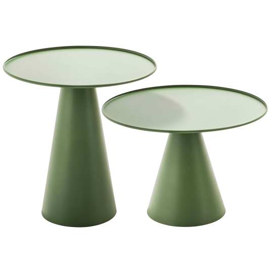 Set aus 2 runden Garten Couchtischen