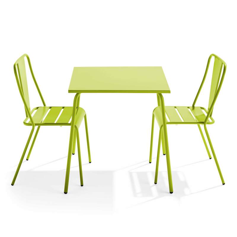 Quadratischer Gartentisch 70 x 70 cm und 2 Bistrostühle