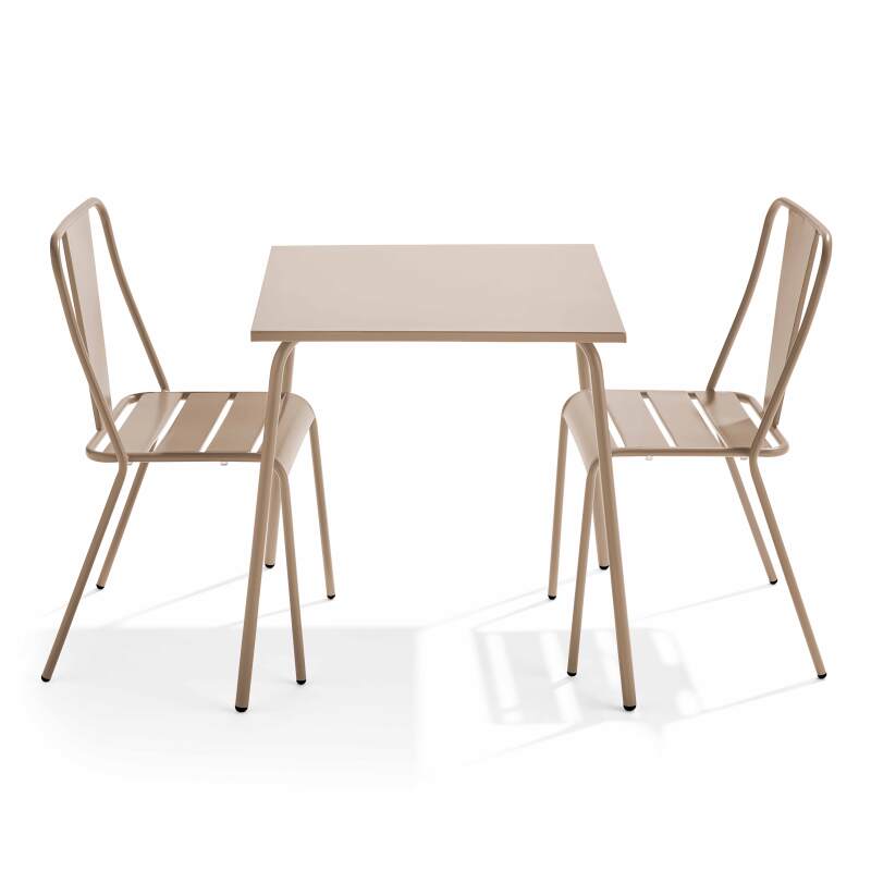 Quadratischer Gartentisch 70 x 70 cm und 2 Bistrostühle