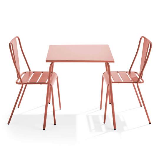 Quadratischer Gartentisch 70 x 70 cm und 2 Bistrostühle