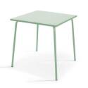 Quadratischer Gartentisch 70 x 70 cm und 2 Metallstühle 