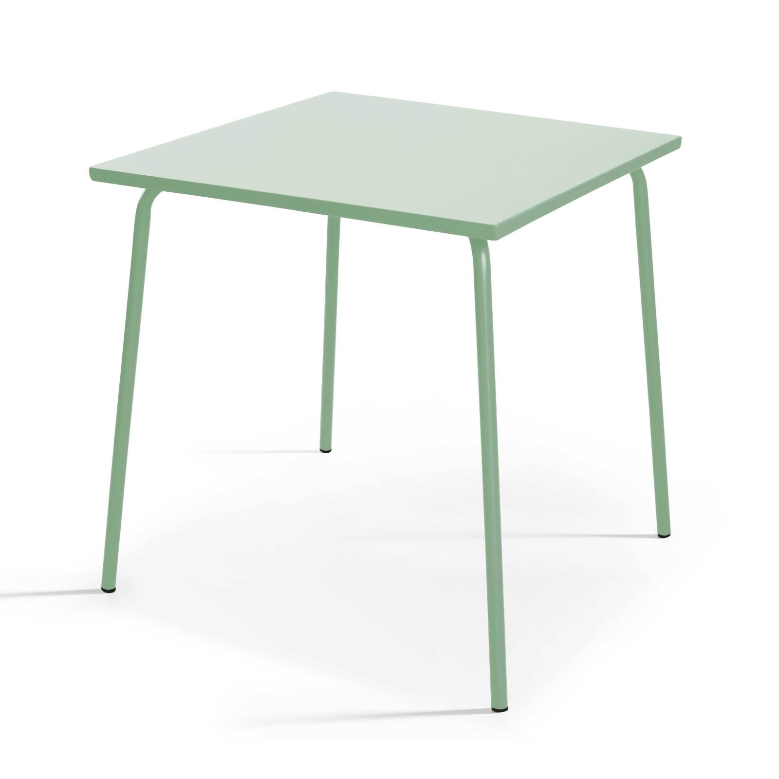 Quadratischer Gartentisch 70 x 70 cm und 2 Metallstühle 