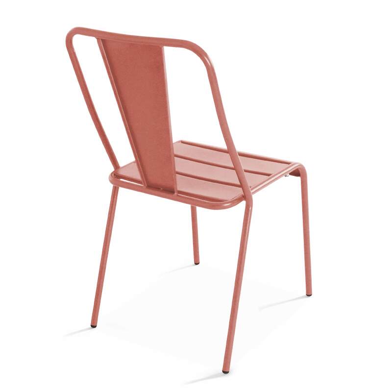 Quadratischer, klappbarer Bistrot-Gartentisch mit einer Größe von 70 x 70 cm und 2 Metallstühlen  (5/7)