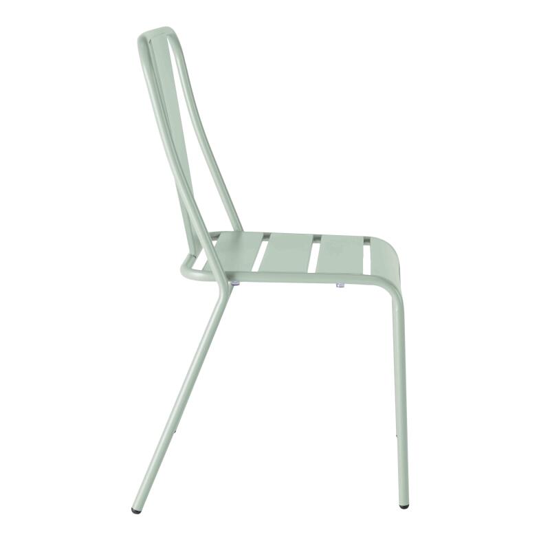 Quadratischer, klappbarer Bistrot-Gartentisch mit einer Größe von 70 x 70 cm und 2 Metallstühlen  (6/7)