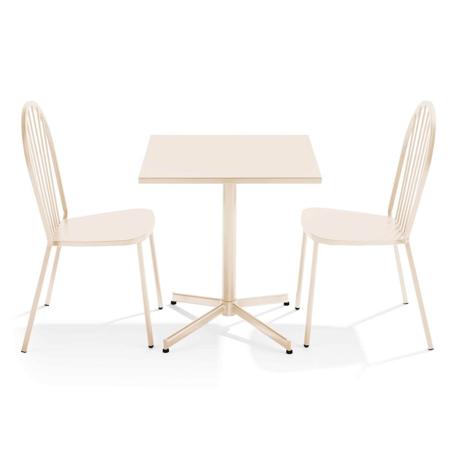 Klappbarer quadratischer Gartentisch 70 x 70 cm und 2 Bistrostühle 